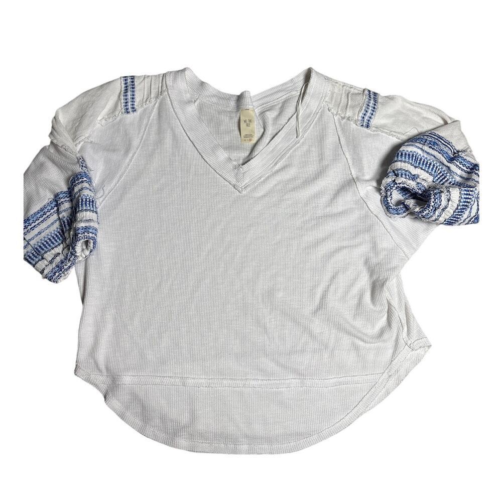 We The Free Waffle Knit Thermal Tee M Slouchy Boho Cottagecore FP Top - Picture 1 of 5